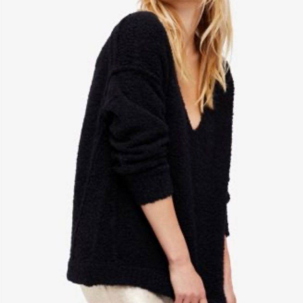 Free People Lofty V neck Sweater Black